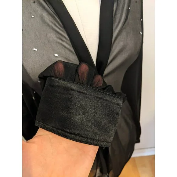 The Limited Black Mesh Beaded Blouse Sheer Button Up Gothic Whimsygoth XL - Picture 6 of 12